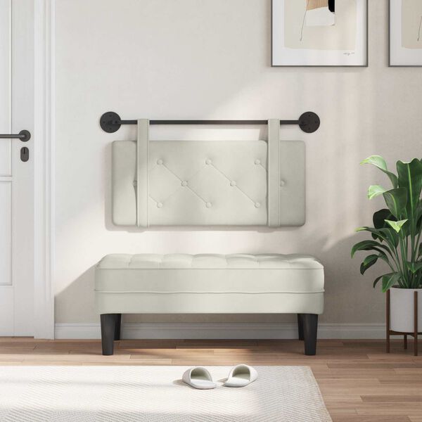 vidaXL H&auml;ngevorderseite Wandmontiert Creme 100 x 55 x 5 cm Samt