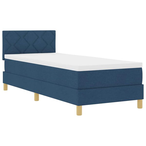 vidaXL Boxspringbett mit Kissen mit Kopfteil Blau 80 x 200 cm Stoff