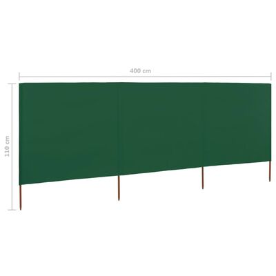 vidaXL 3-teiliges Windschutzgewebe 400 x 80 cm Grün