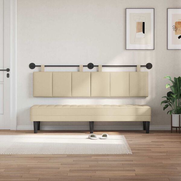 vidaXL H&auml;ngevorderseite Wandmontiert Creme 190 x 55 x 5 cm Stoff