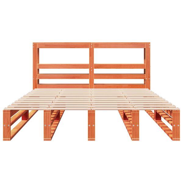 vidaXL Massivholzbett ohne Matratze Wachsbraun 120x190 cm Kiefernholz