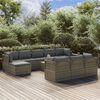 vidaXL 11-tlg. Garten-Lounge-Set mit Kissen Grau Poly Rattan