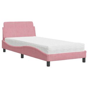 vidaXL Bett mit Matratze "Dover" Rosa 80x200 cm Samt