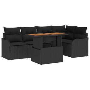 vidaXL Gartensofa-set mit Kissen 6 pcs Schwarz Poly-Rattan
