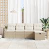 vidaXL Garten-Sofa-Set mit Kissen mit Speicher 5 pcs Beige Poly Rattan