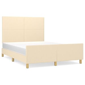 vidaXL Bettgestell ohne Matratze Creme 140x190 cm Stoff