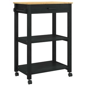 vidaXL K&uuml;chentrolley MONZA Schwarz 60 x 40 x 88,5 cm Massivholz Kiefer