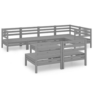 vidaXL 8-tlg. Garten-Lounge-Set Massivholz Kiefer Grau