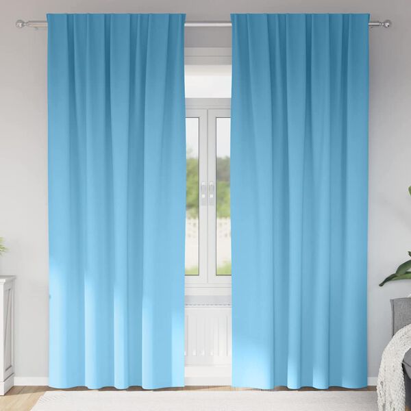 vidaXL Verdunkelungs-Vorh&auml;nge mit Ringen 2 pcs Himmelblau 225 x 140 cm