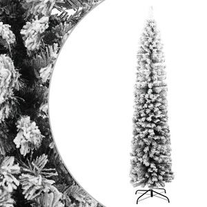 vidaXL K&uuml;nstlicher Weihnachtsbaum Schlank mit Schnee Gr&uuml;n 240 cm PVC