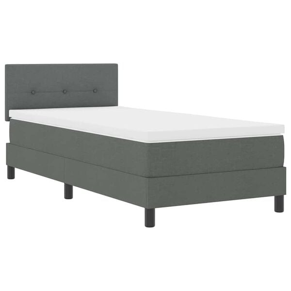 vidaXL Boxspringbett mit Matratze Dunkelgrau 80 x 200 cm Stoff