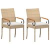 vidaXL Gartenst&uuml;hle 2 Stk. Beige und Cremewei&szlig; Poly-Rattan und Akazie