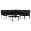 vidaXL 6-tlg. Garten-Lounge-Set mit Auflagen Schwarz PVC