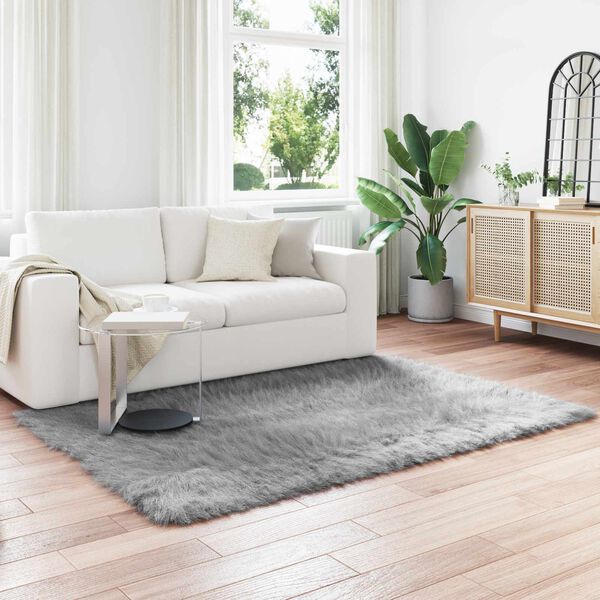 vidaXL Kunstschaffell Teppich Tafalla Grau 160 x 230 cm Polyester