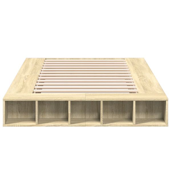 vidaXL Bettgestell Sonoma-Eiche 120x190 cm Holzwerkstoff