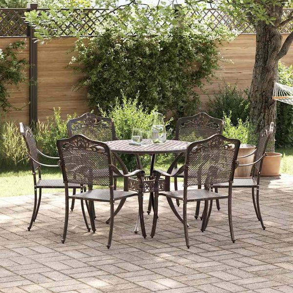 vidaXL Garten Essgruppe 7 pcs Bronze Aluminium