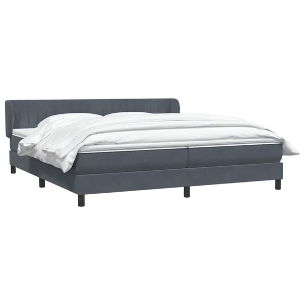 vidaXL Boxspringbett mit Matratzen Dunkelgrau 180x220 cm Samt