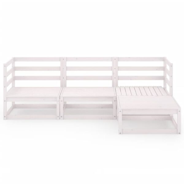 vidaXL 4-tlg. Garten-Lounge-Set Wei&szlig; Massivholz Kiefer
