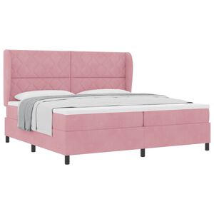 vidaXL Boxspringbett mit Matratze Rosa 200 x 200 cm Polyester