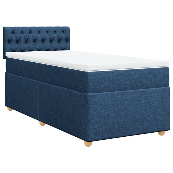 vidaXL Boxspringbett mit Matratze Blau 100x200 cm Stoff