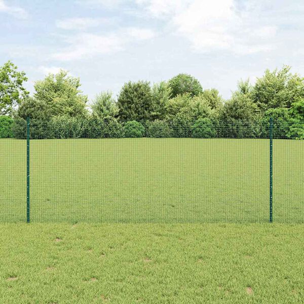 vidaXL Zaun mit Pfosten Gr&uuml;n 1 x 10 m Stahl