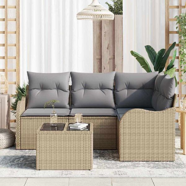 vidaXL Gartensofa-set mit Speicher 5 pcs Schwarz Poly-Rattan