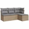 vidaXL 4-tlg. Garten-Sofagarnitur mit Kissen Beige Poly Rattan