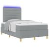 vidaXL LED Boxspringbett mit Matratze Hellgrau 120 x 200 cm Stoff