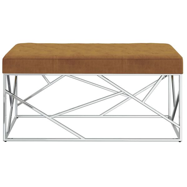 vidaXL Sitzbank 97 cm Braun Samt und Edelstahl