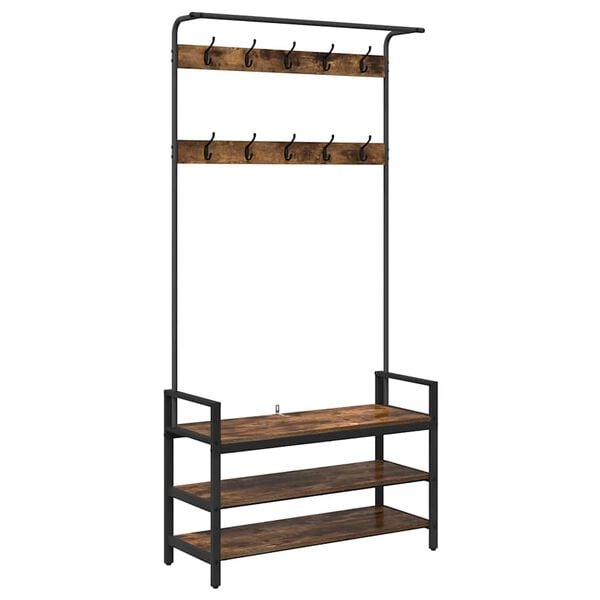 vidaXL Garderobenst&auml;nder mit Regal Ger&auml;ucherte Eiche 95 x 34 x 184 cm