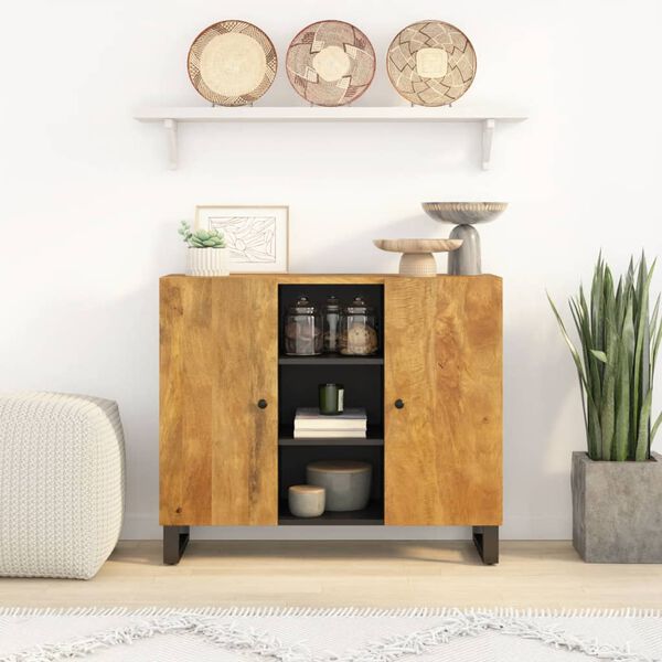 vidaXL Sideboard mit 2 T&uuml;ren 90x33x75 cm Massivholz Mango