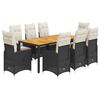 vidaXL 9-tlg. Garten-Bistro-Set mit Kissen Schwarz Poly Rattan
