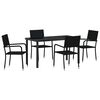 vidaXL Garten Essgruppe mit Kissen 5 pcs Schwarz Poly-Rattan