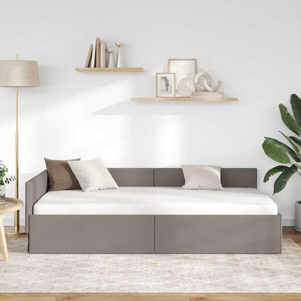 vidaXL Eckbettgestell mit Kopfteil Taupe 80 cm x 200 cm Samt