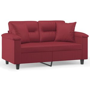 vidaXL 2-Sitzer-Sofa mit Zierkissen Weinrot 120 cm Kunstleder