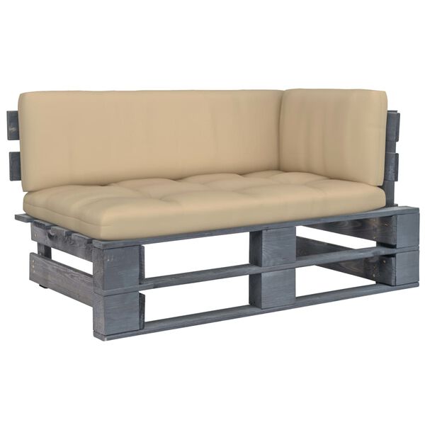 vidaXL Outdoor-Ecksofa Paletten Kiefernholz Imprägniert Grau