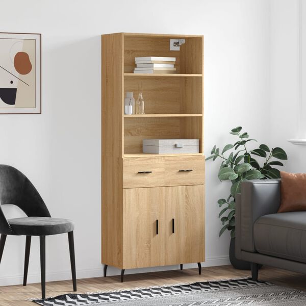 vidaXL Highboard Sonoma-Eiche 69,5x34x180 cm Holzwerkstoff