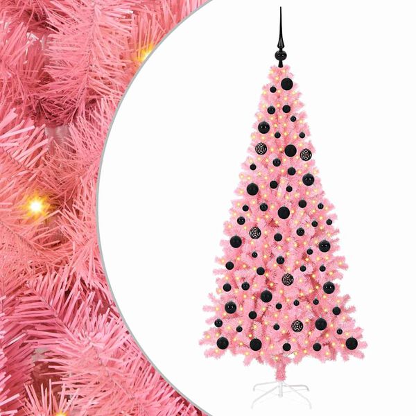 vidaXL Weihnachtsbaum mit 300 LEDs mit St&auml;nder Rosa 180 cm PVC