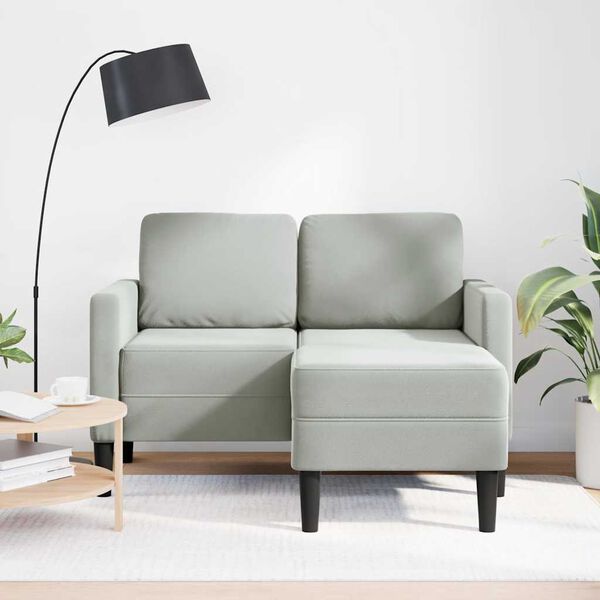 vidaXL 2-Sitzer-Sofa mit Chaiselongue L-Form Hellgrau 125 cm Samt