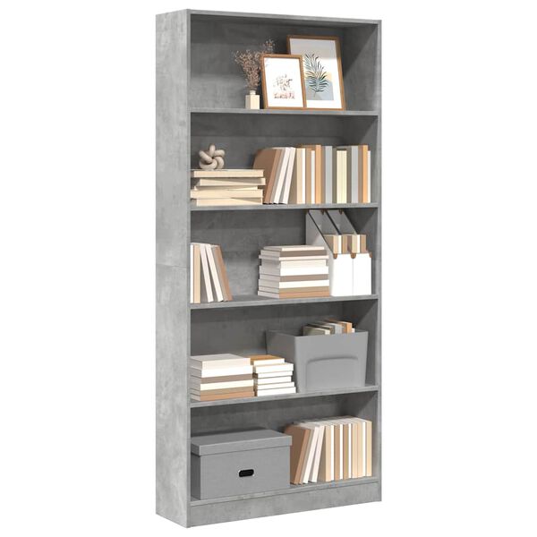 vidaXL B&uuml;cherregal Betongrau 80x24x176 cm Holzwerkstoff