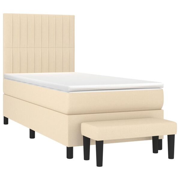 vidaXL Boxspringbett mit Matratze Creme 90x200 cm Stoff