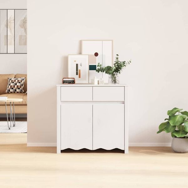 vidaXL Sideboard Drammen Weiß 79 x 43 x 75,5 cm Massivholz Kiefer