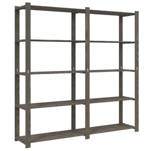 vidaXL Lagerregal mit 5 B&ouml;den Grau 170x38x170 cm Massivholz Kiefer
