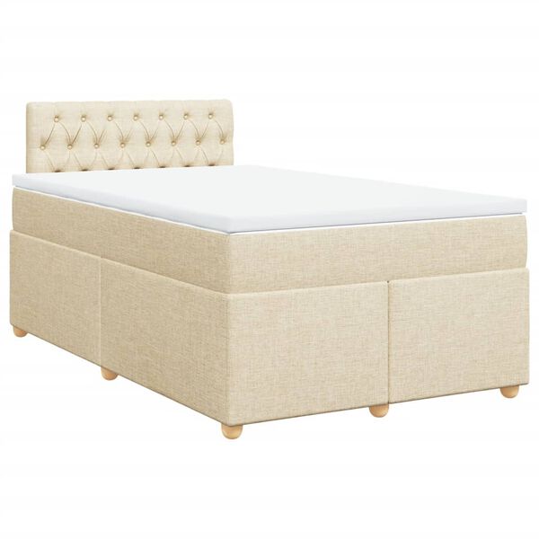 vidaXL Boxspringbett mit Matratze Creme 120x190 cm Stoff