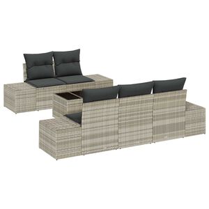 vidaXL Sofa Set mit Kissen 6 pcs Hellgrau Poly Rattan