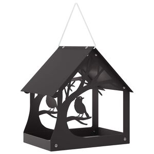 vidaXL H&auml;ngendes Vogelfutterhaus Stahl Schwarz