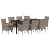 vidaXL Garten Essgruppe mit Kissen 9 pcs Grau Poly-Rattan