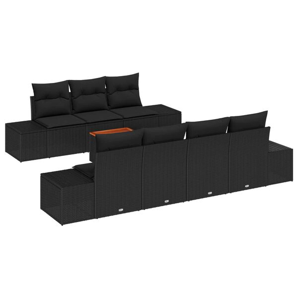 vidaXL Gartensofa-set mit Speicher 8 pcs Schwarz Poly-Rattan