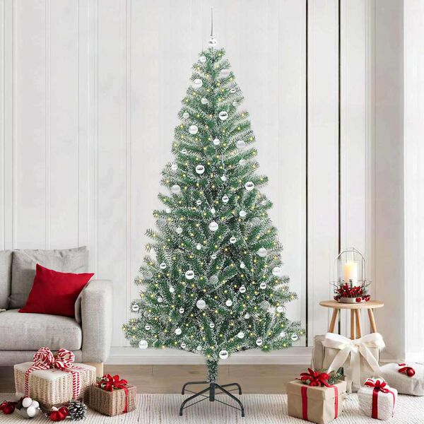 vidaXL K&uuml;nstlicher Weihnachtsbaum beschneit mit LED Licht 240 cm