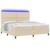 vidaXL Boxspringbett mit Matratze mit LED Creme 200 x 200 cm Stoff